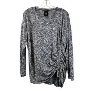 Design History Gathered Tie Sweater Long Sleeve Purple/Multi Size Medium